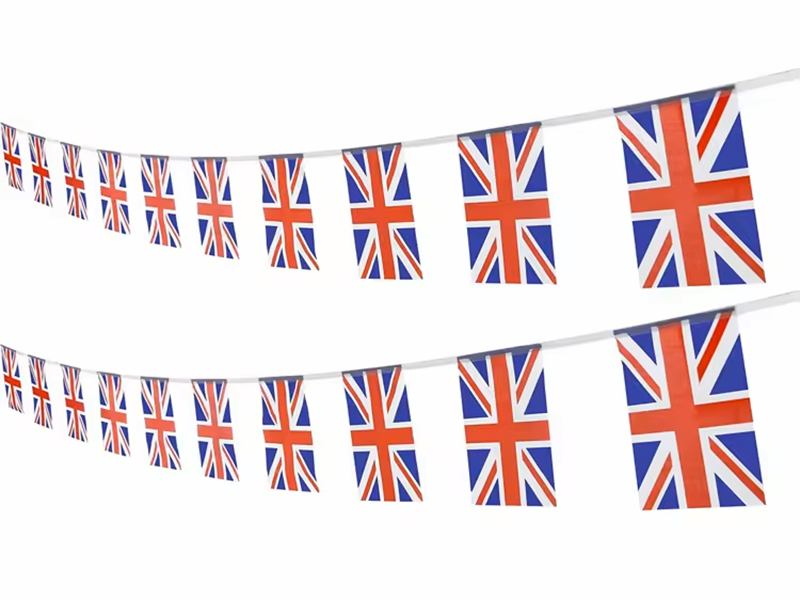 Decorative Polyester Printed Rectangle Pennant String UK Bunting Flag British Triangle flag