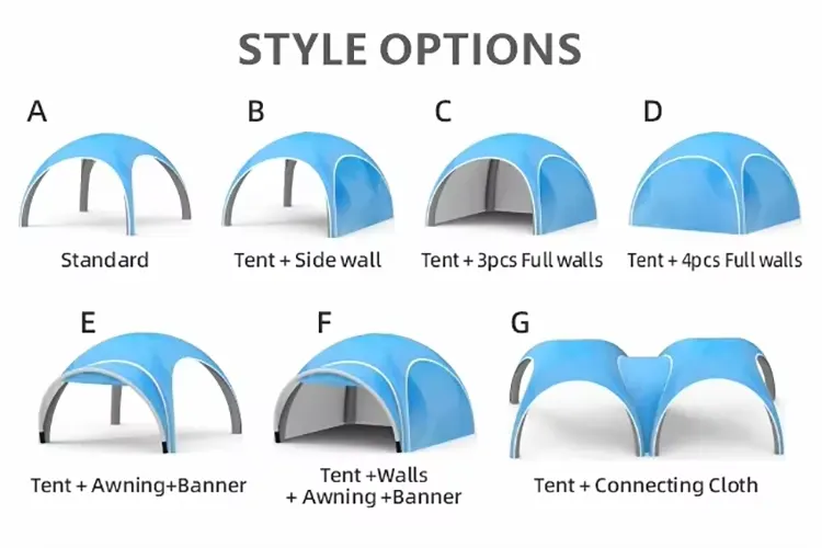 Custom Outdoor Inflatable Dome Tent PVC Oxford Fabric Electric Air Pump Thermal Transfer Printing for Events Trade Advertising6