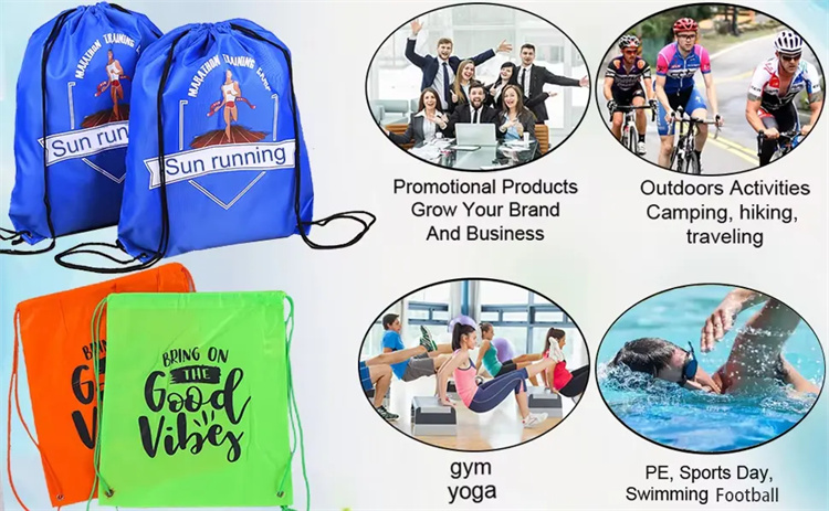 Wholesale Customized 34cm Polyester Nylon Drawstring Sportpacks Promotional Backpack and Shop Bags3 Wholesale Customized 34cm Polyester Nylon Drawstring Sportpacks Promotional Backpack and Shop Bags3