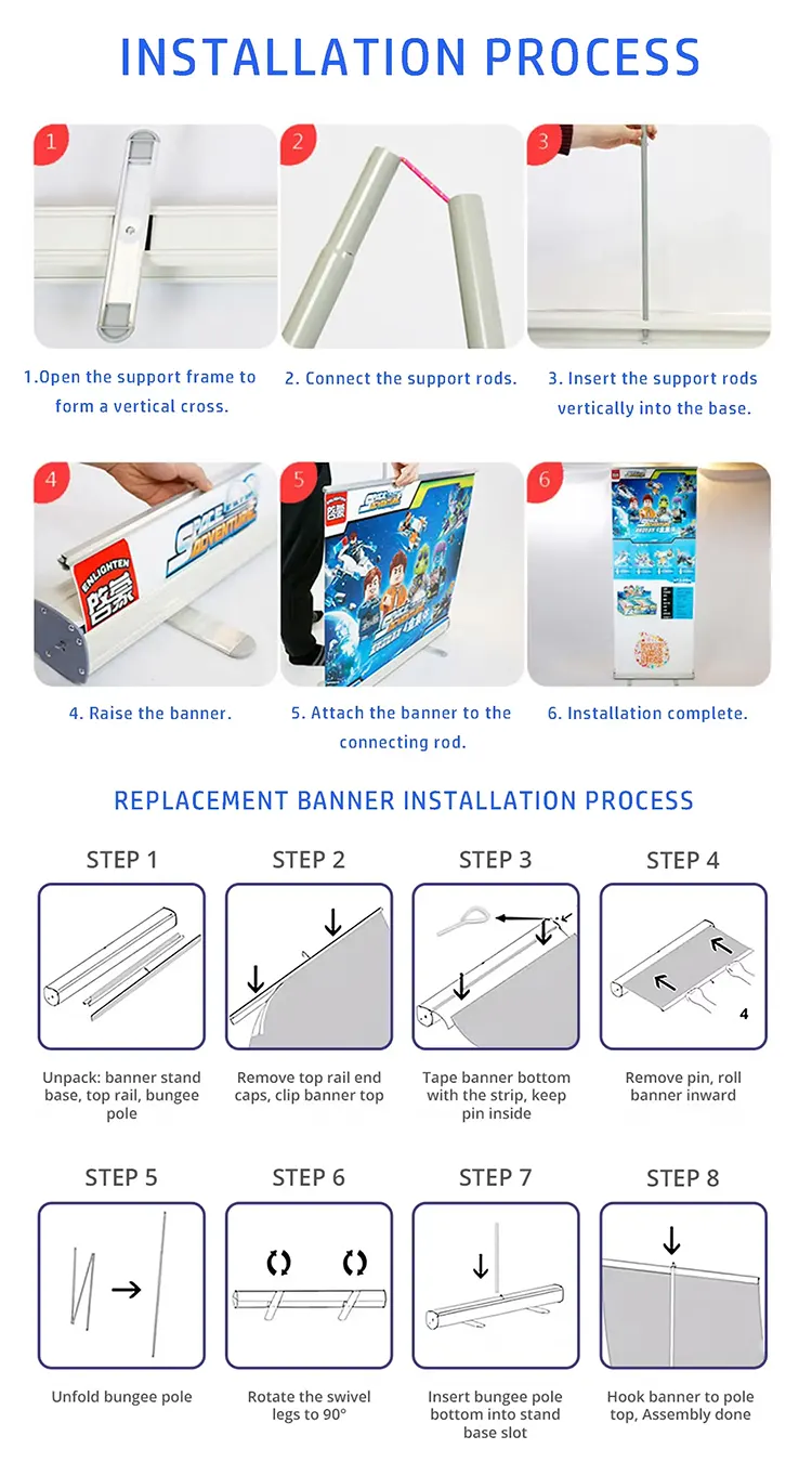 Classic Roll up Banner Stand Aluminum Frame with Custom Printing Support3