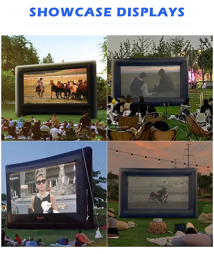 Hot Sale Custom Size Inflatable Projector Screen-Waterproof PVC Outdoor Cinema Event Stand with Easy Setup & Plug Powered