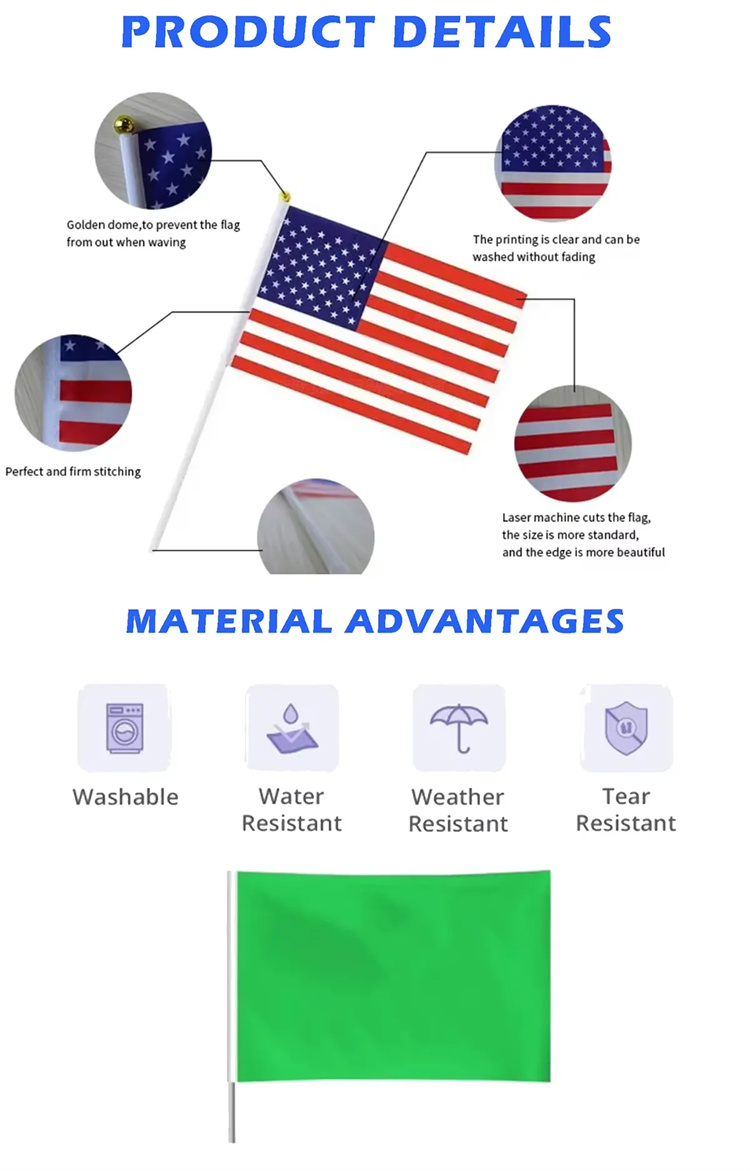 Custom Pattern 14x21cm Mini Polyester Hand Flags Double Sided Printed for Promotional Activities All Countries Waving Style Custom Pattern 14x21cm Mini Polyester Hand Flags Double Sided Printed for Promotional Activities All Countries Waving Style
