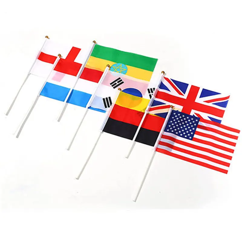 Custom Pattern 14x21cm Mini Polyester Hand Flags Double Sided Printed for Promotional Activities All Countries Waving Style