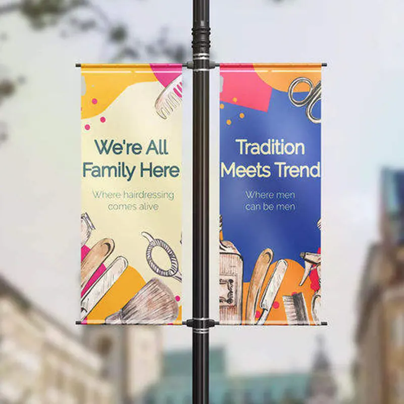 Manufacturer’s Heavy-Duty Street Pole Flag Eco-Friendly Weatherproof Lamp Post Banner for Outdoor Business Advertising