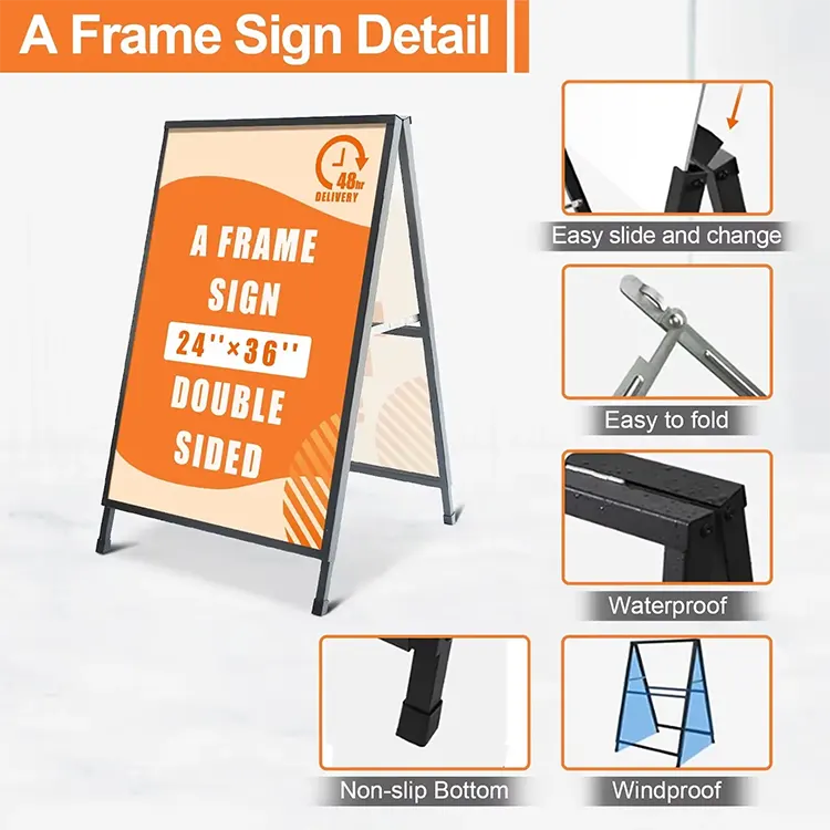Portable Subrack Frame Freestanding Poster Board Stand with Aluminium Construction Foldable Eco-Friendly for Exhibition Displays