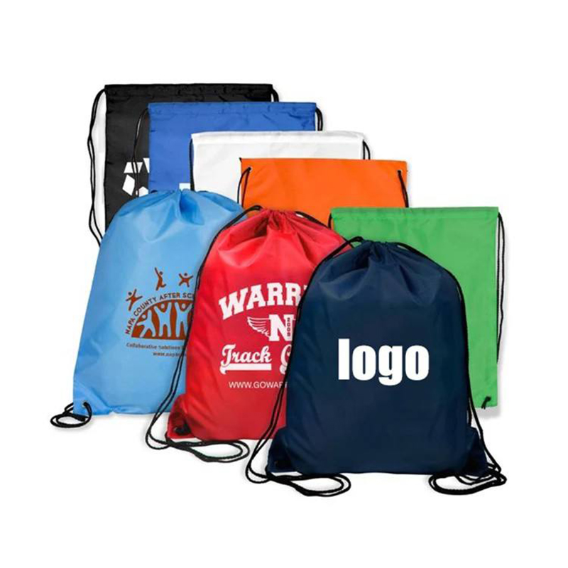 Wholesale Customized 34cm Polyester Nylon Drawstring Sportpacks Promotional Backpack and Shop Bags