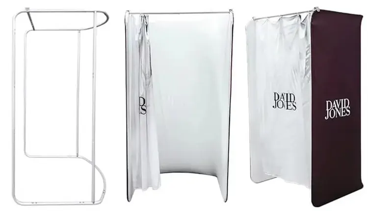 Portable Folding Aluminum Changing Room with Curtain Modern Style for Boutiques and Retail Stores
