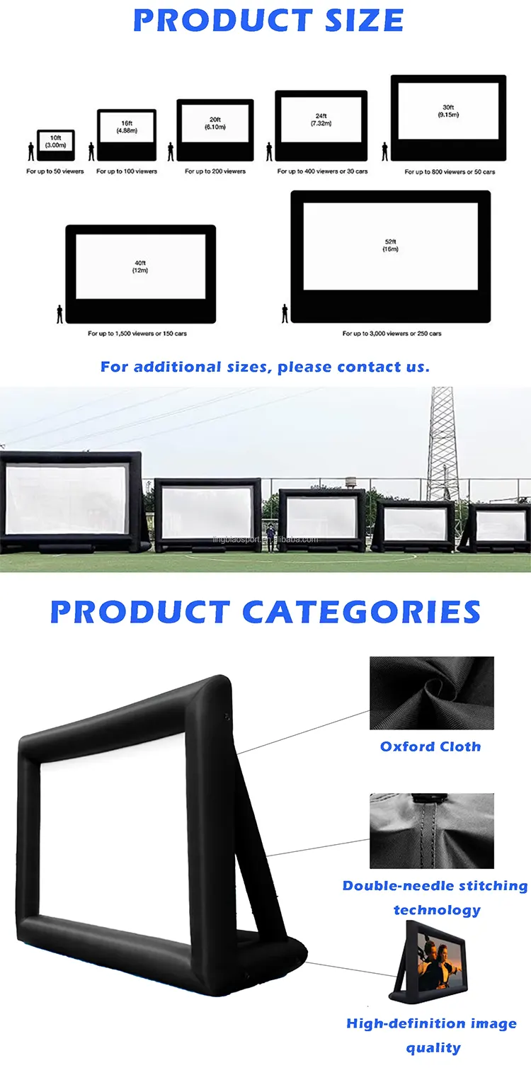 Hot Sale Custom Size Inflatable Projector Screen-Waterproof PVC Outdoor Cinema Event Stand with Easy Setup & Plug Powered1