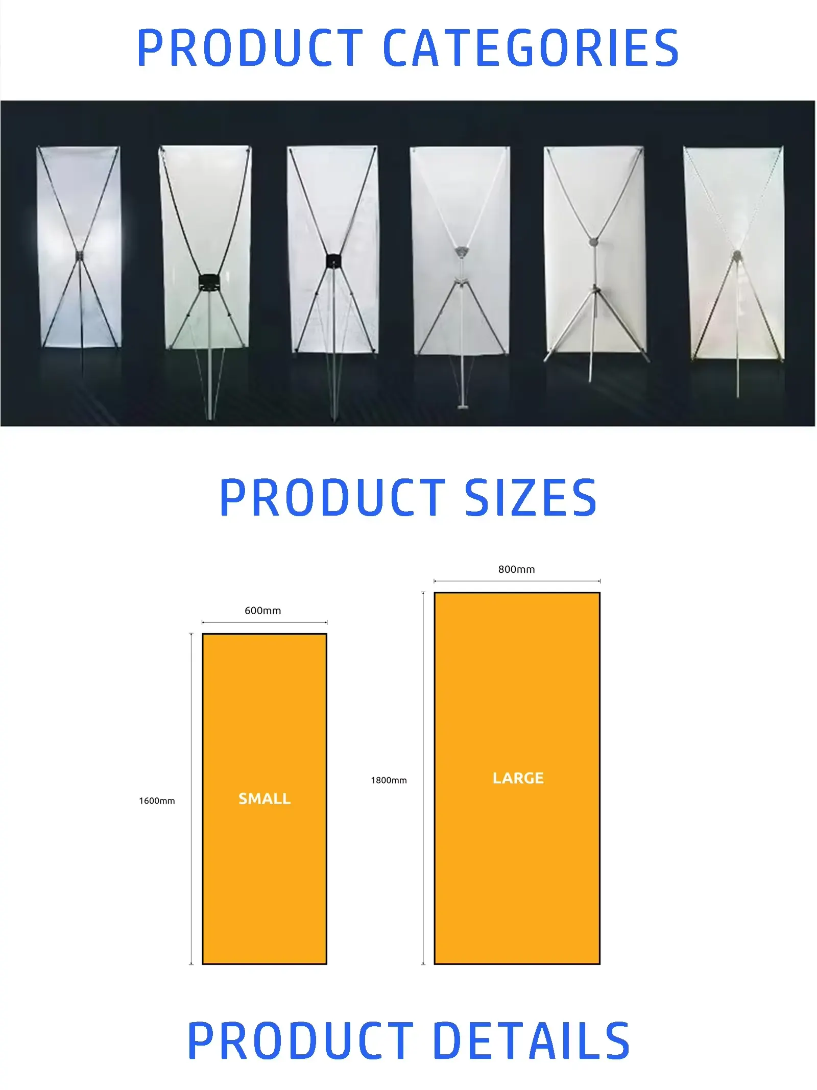 Portable X Stand Reinforced Aluminum Adjustable Display Advertising CMYK Digital Printing Polyester Weatherproof Promotions1