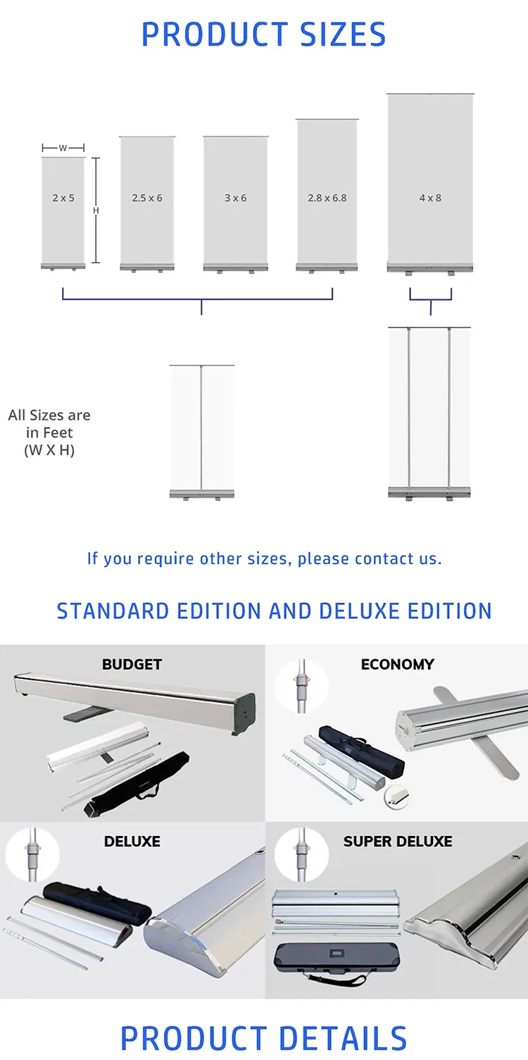 Classic Roll up Banner Stand Aluminum Frame with Custom Printing Support1