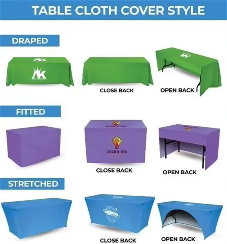 Custom Trade Show Table Cloth Waterproof Polyester Stretch Spandex with Sublimation Printed Logo Advertising Table Cover Cloths4 Custom Trade Show Table Cloth Waterproof Polyester Stretch Spandex with Sublimation Printed Logo Advertising Table Cover Cloths4
