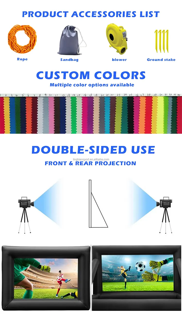 Hot Sale Custom Size Inflatable Projector Screen-Waterproof PVC Outdoor Cinema Event Stand with Easy Setup & Plug Powered2