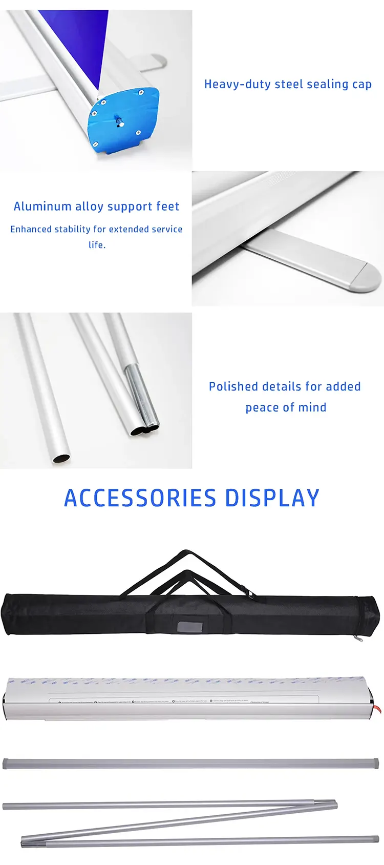 Classic Roll up Banner Stand Aluminum Frame with Custom Printing Support2